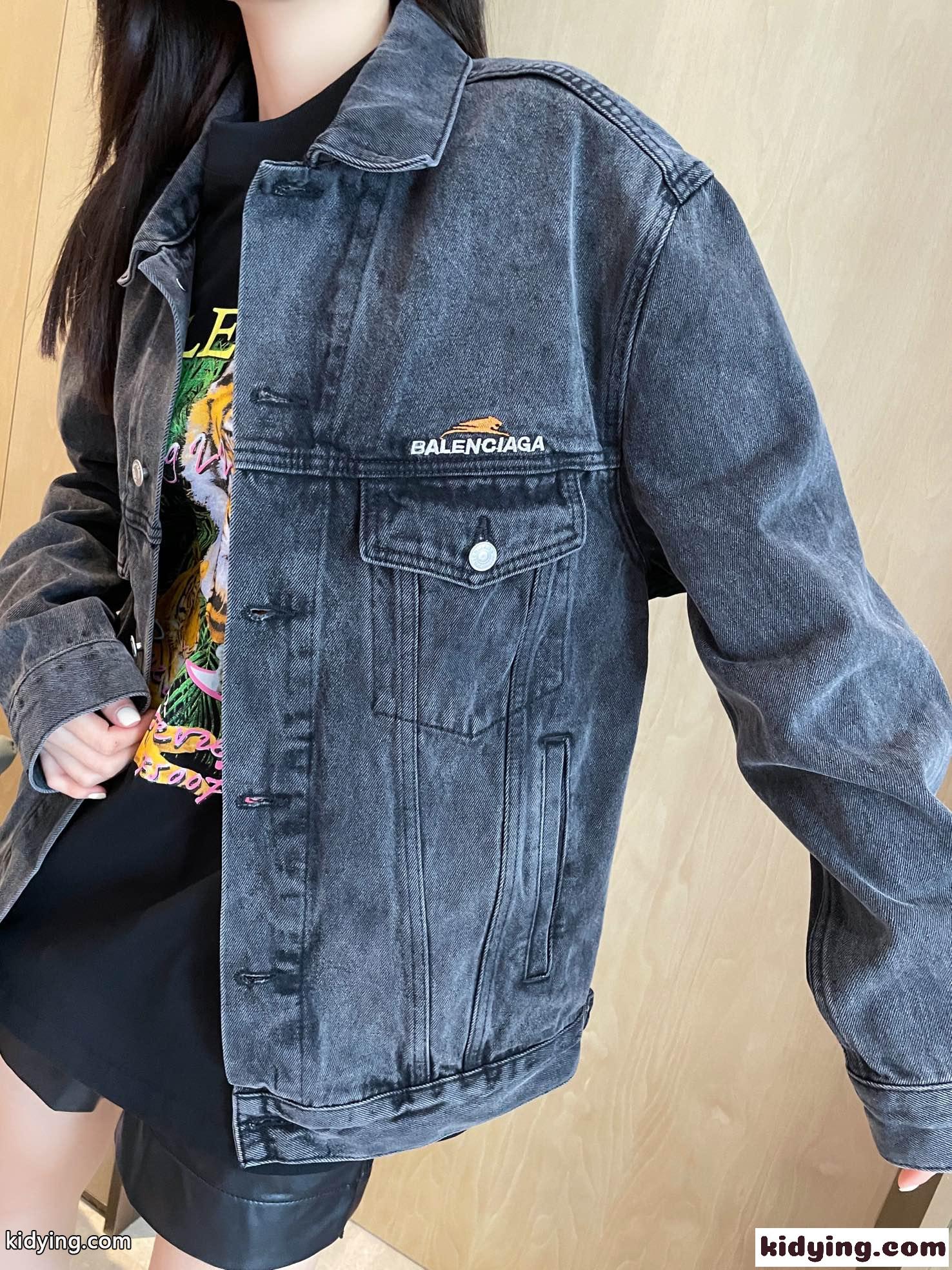 レトロ カジュアル 人気 おしゃれ ロゴ 刺繍 デニム アウター バレンシアガ ジャケット コピー 新作-4