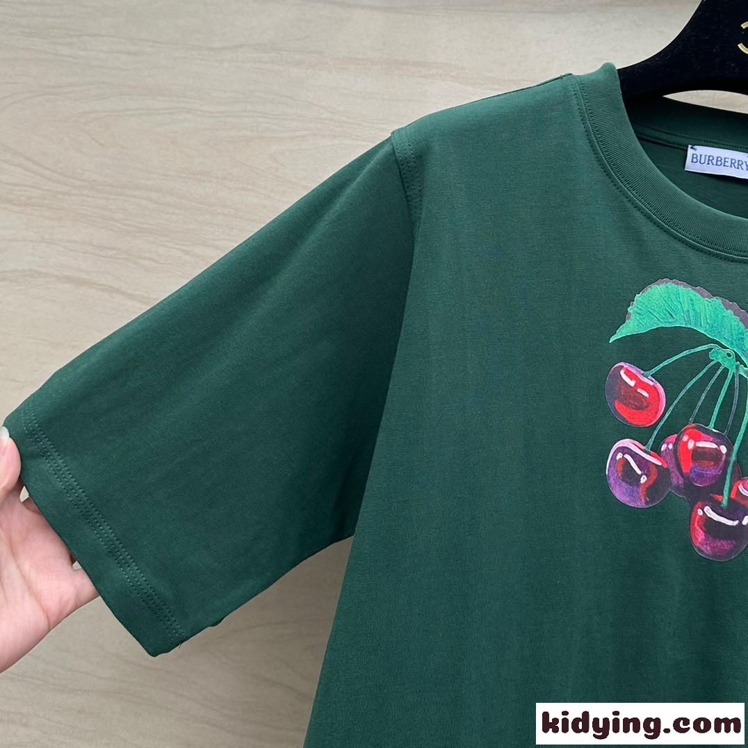 チェリー コットンTシャツ バーバリー 半袖Tシャツ コピー クルーネック-1