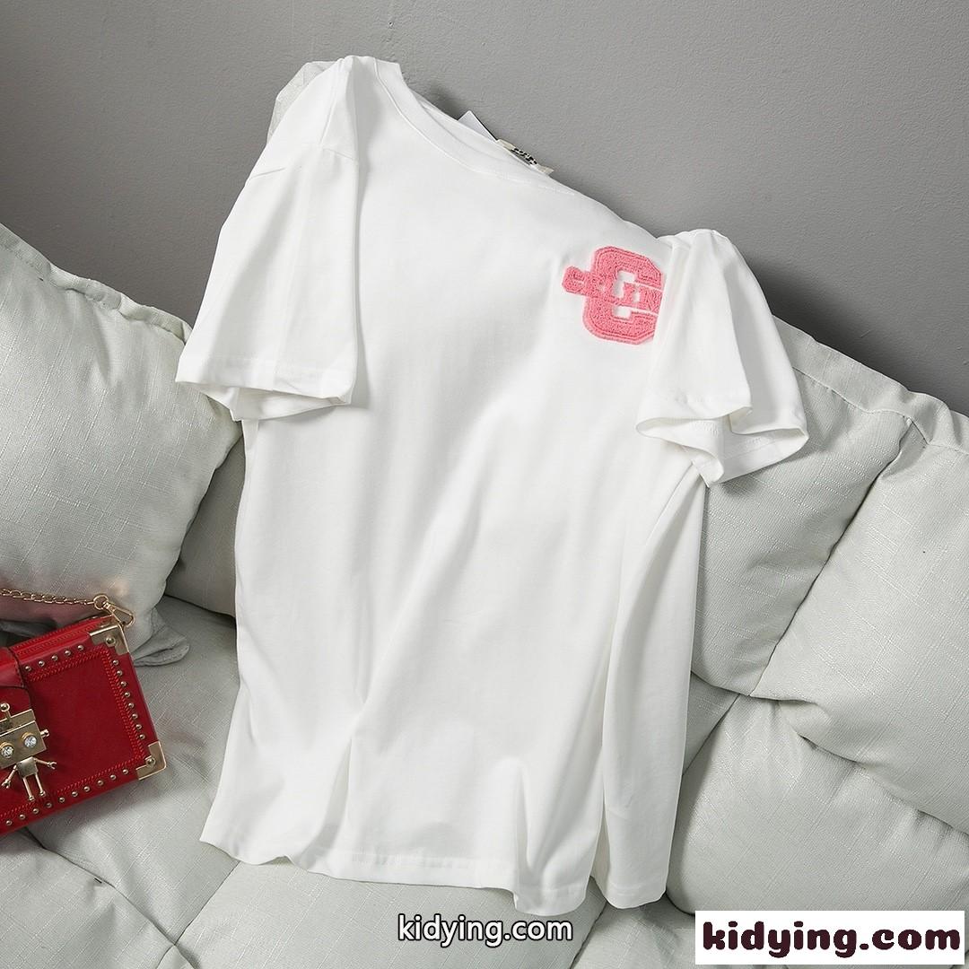 ゆったり 体型カバー 4色あり 刺繍 コットン 着心地いい セリーヌ tシャツ レディースコピー 半袖 春夏 新作-0