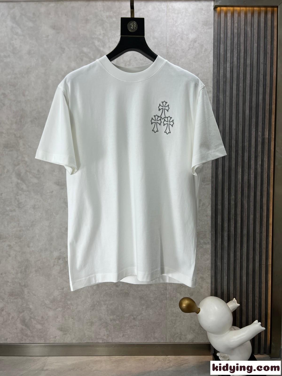カジュアル クロムハーツ Tシャツ 偽物 クルーネック 半袖Tシャツ ホワイト-0