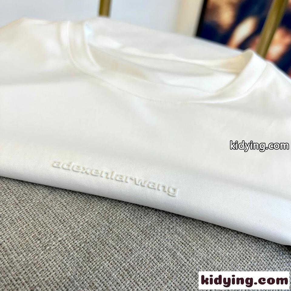 シンプル ロゴ入り クルーネック 半袖Tシャツ アレキサンダーワング Tシャツ コピー ホワイト-2