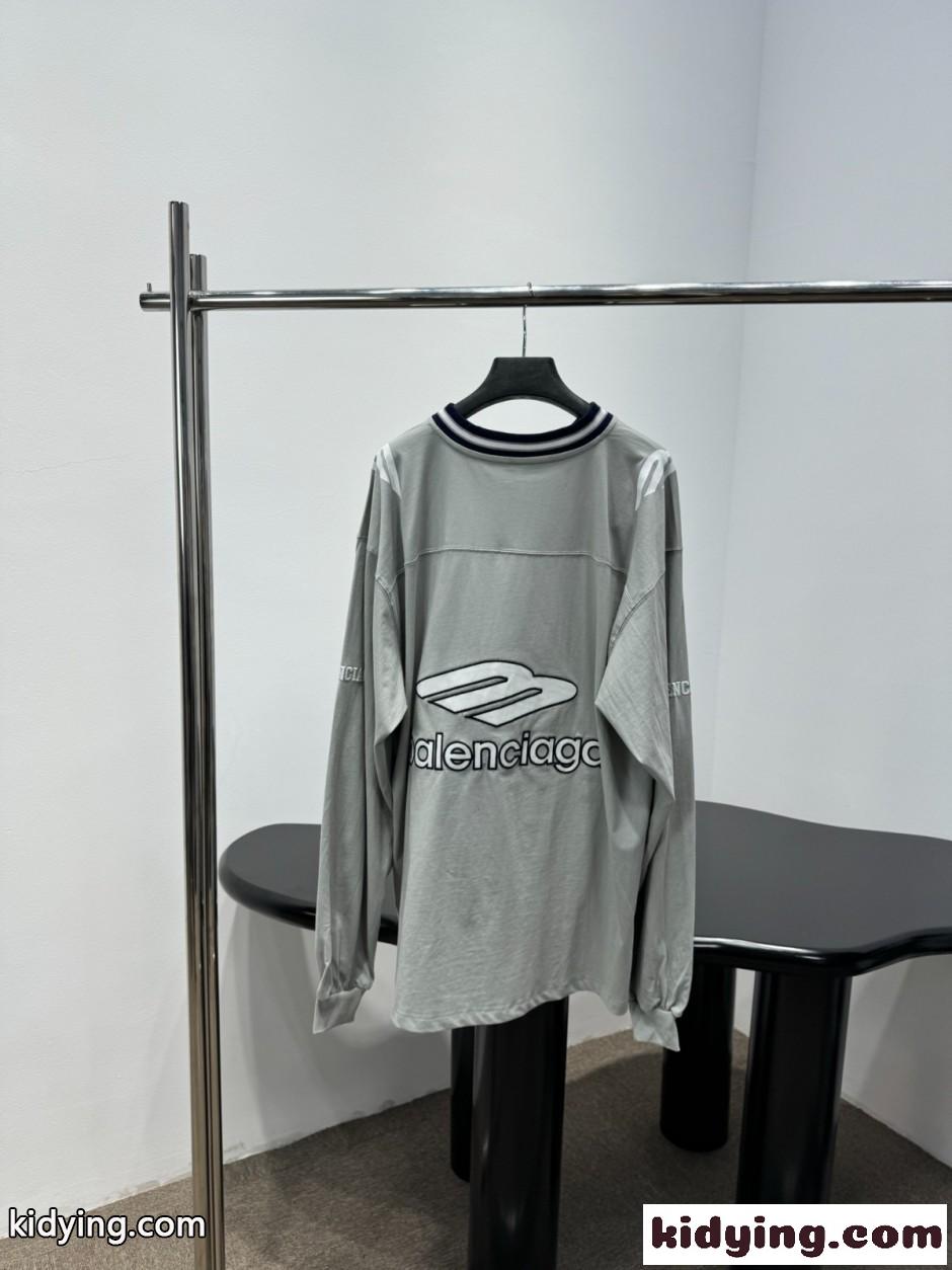 Vネック オーバーサイズ ロングTシャツ バレンシアガ Tシャツ コピー グレー-0