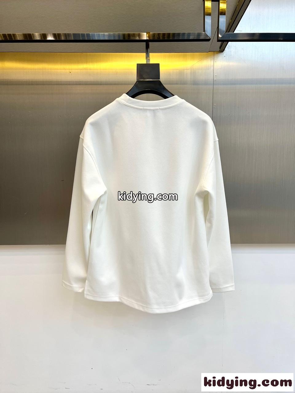アナグラム刺繍 クルーネック スウェットシャツ ロエベ Tシャツ 偽物 ホワイト-3