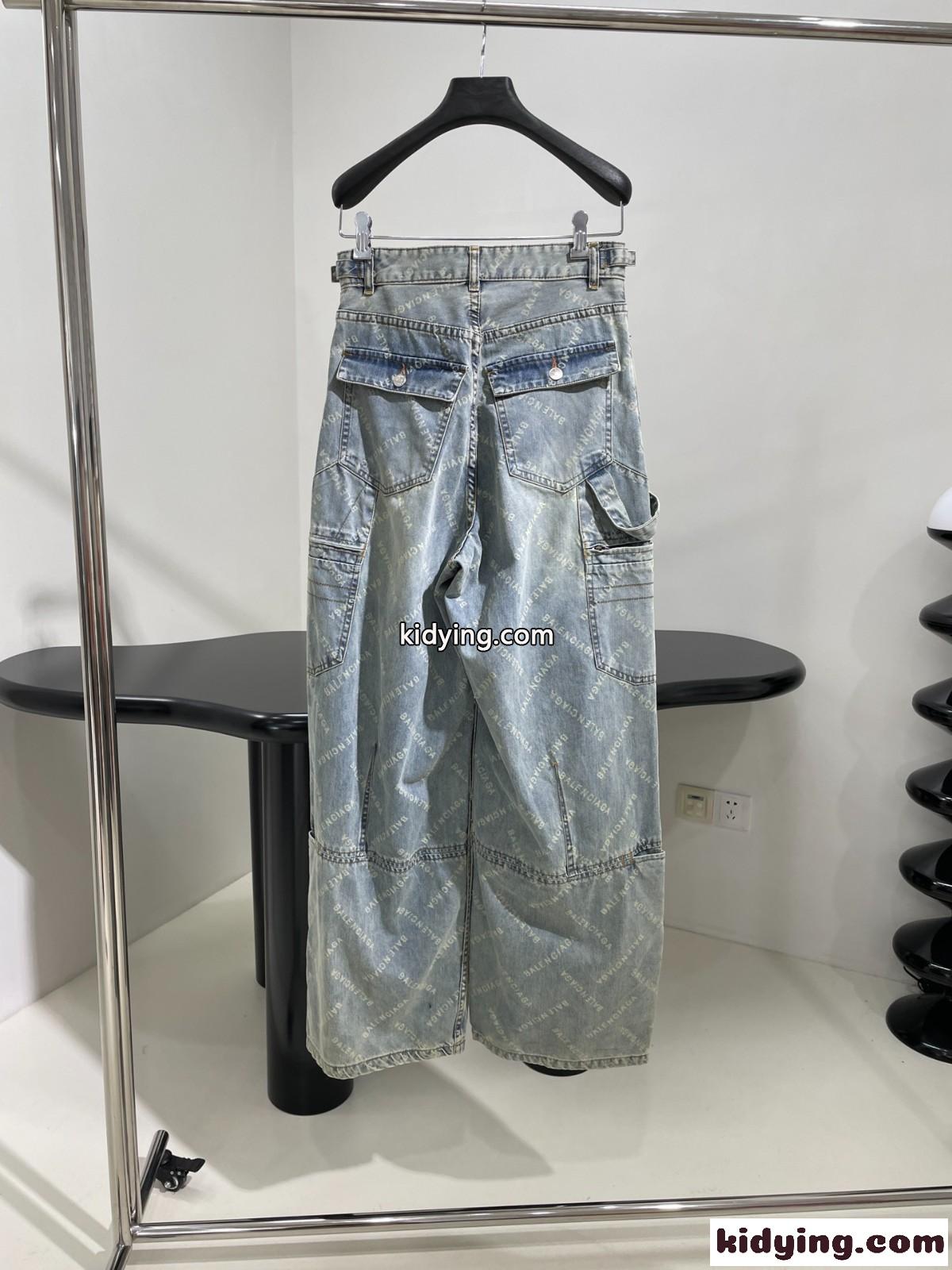 オールオーバーロゴ デニム カーゴパンツ バレンシアガ ジーズン コピー ユニセックス-3