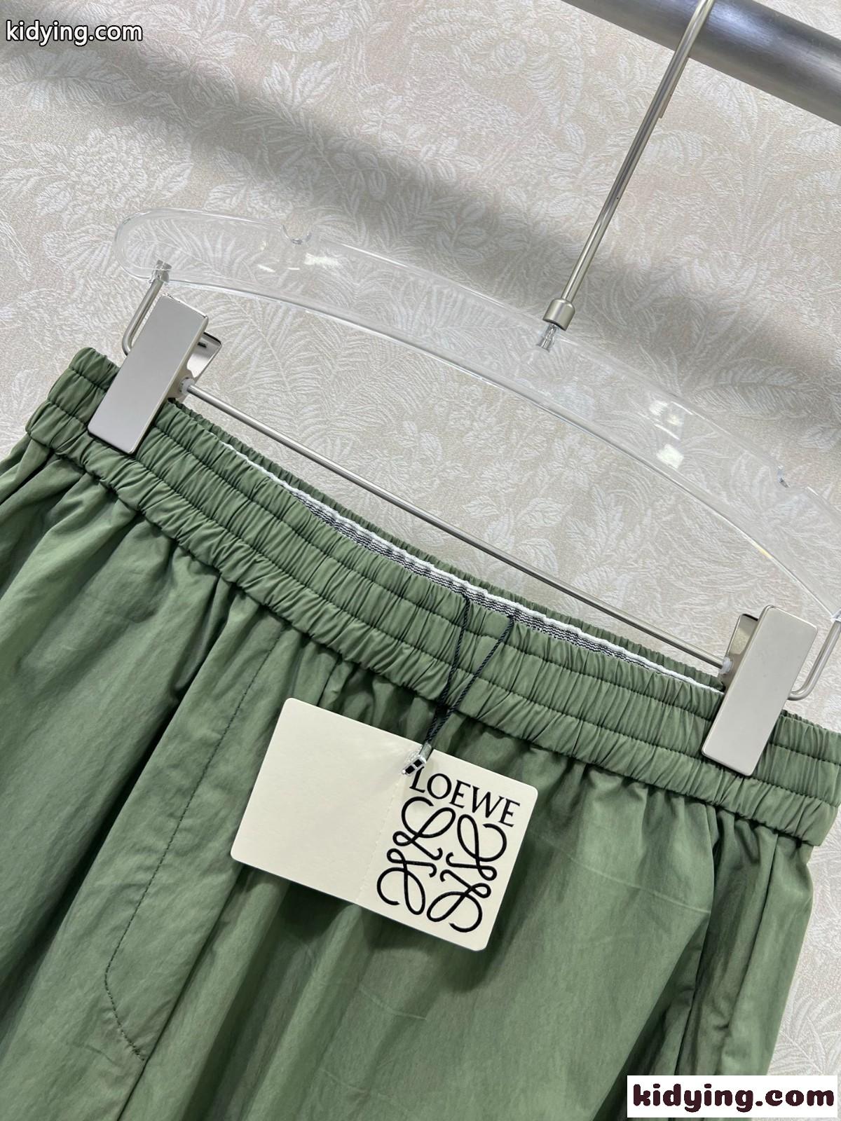 ロエベ パンツ コピー レディース ゆったり クロップド トラウザーズ グリーン-1