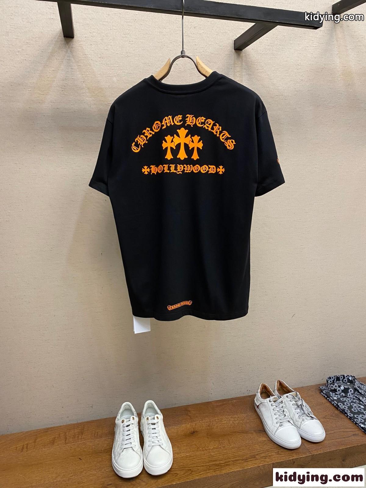 カジュアル おしゃれ セメタリークロス ロゴ クロムハーツ Tシャツ コピー コットン-2