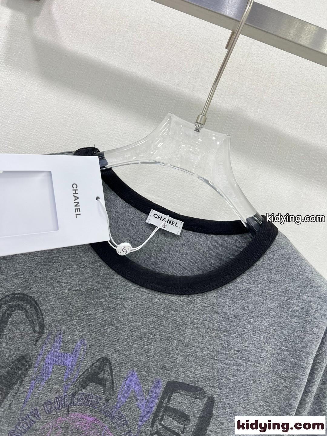 カジュアル おしゃれ コットン 半袖Tシャツ シャネル Tシャツ コピー グレー-1
