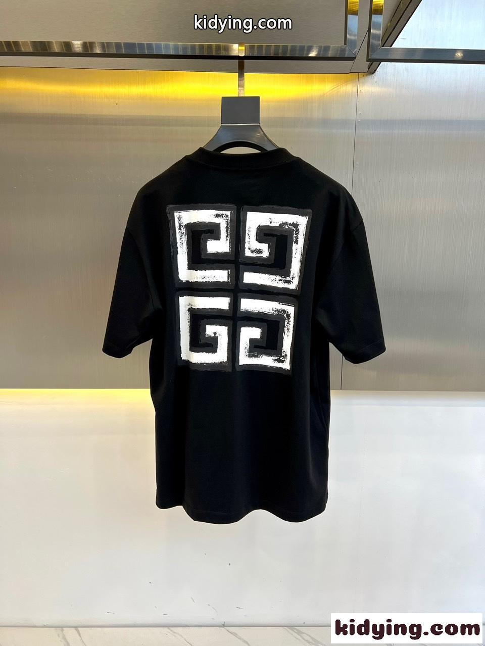 カジュアル ゆったり ロゴ入り 半袖Tシャツ ジバンシィ Tシャツ コピー ブラック-4