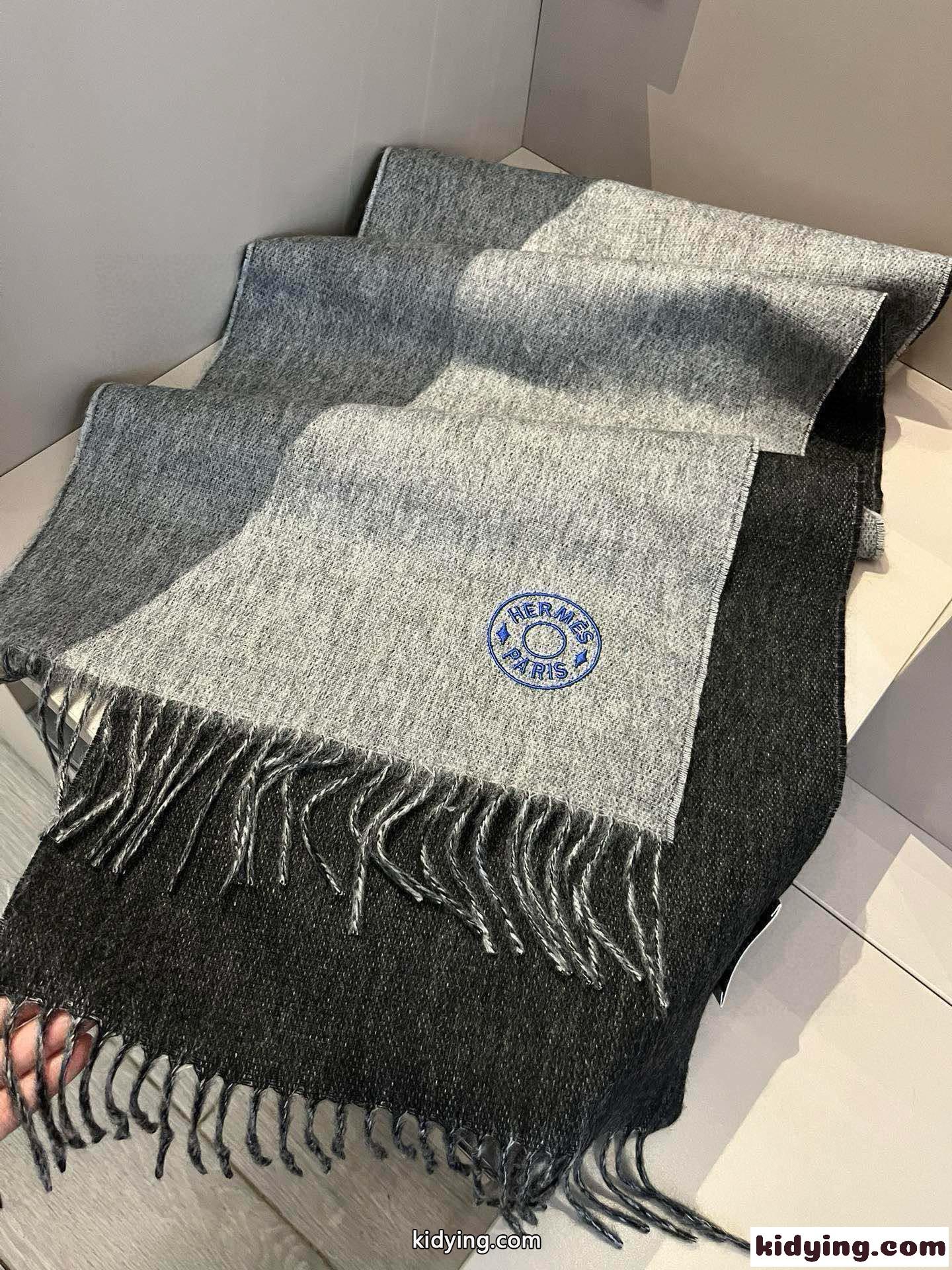 シンプル 上品 カシミヤ マフラー エルメス スカーフ コピー グレー-3