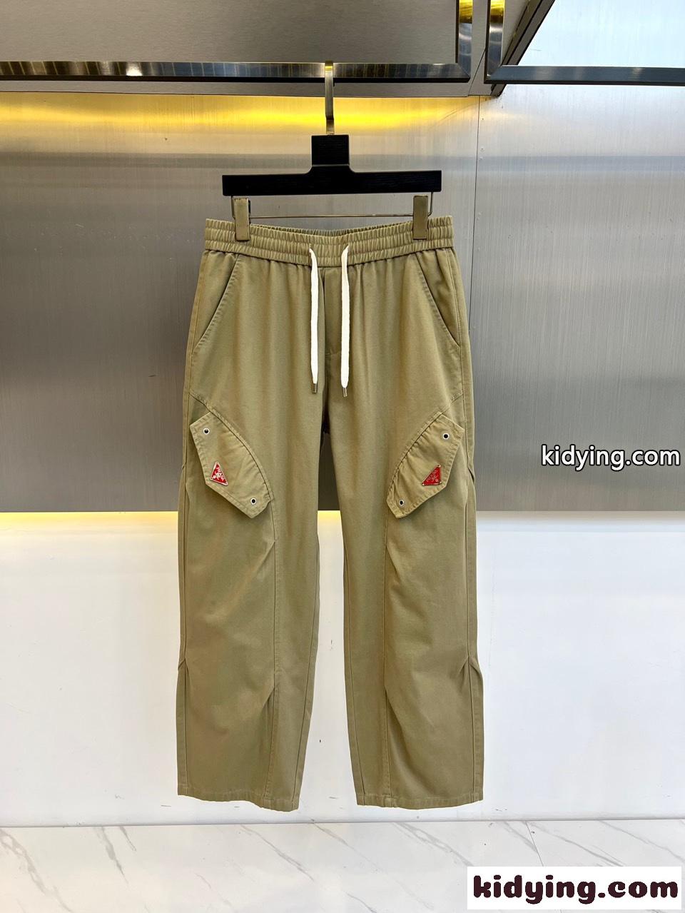 カジュアル ゆったり メンズ カーゴパンツ プラダ パンツ 偽物 コットン グリーン-0