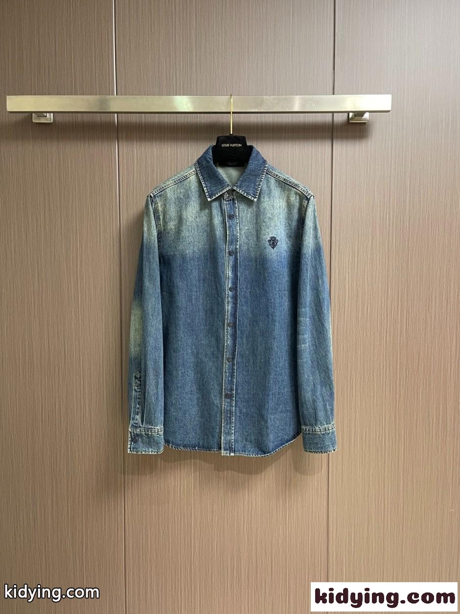 定番 カジュアル デニムシャツ グッチ シャツ 偽物 刺繍入り ユニセックス-1