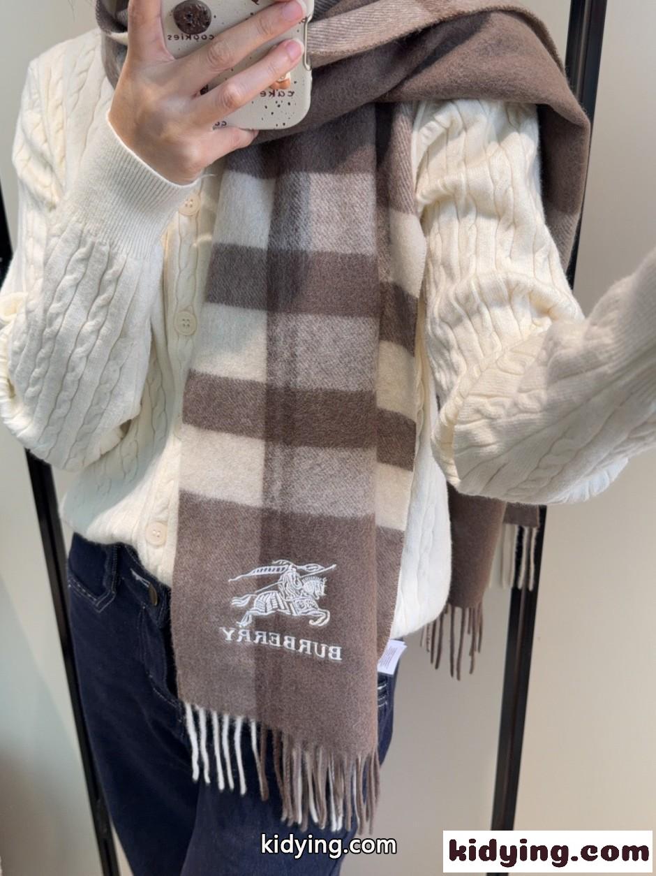 クラシック おしゃれ ロゴ刺繍 マフラー バーバリー スカーフ 偽物 ユニセックス 30*180cm-2