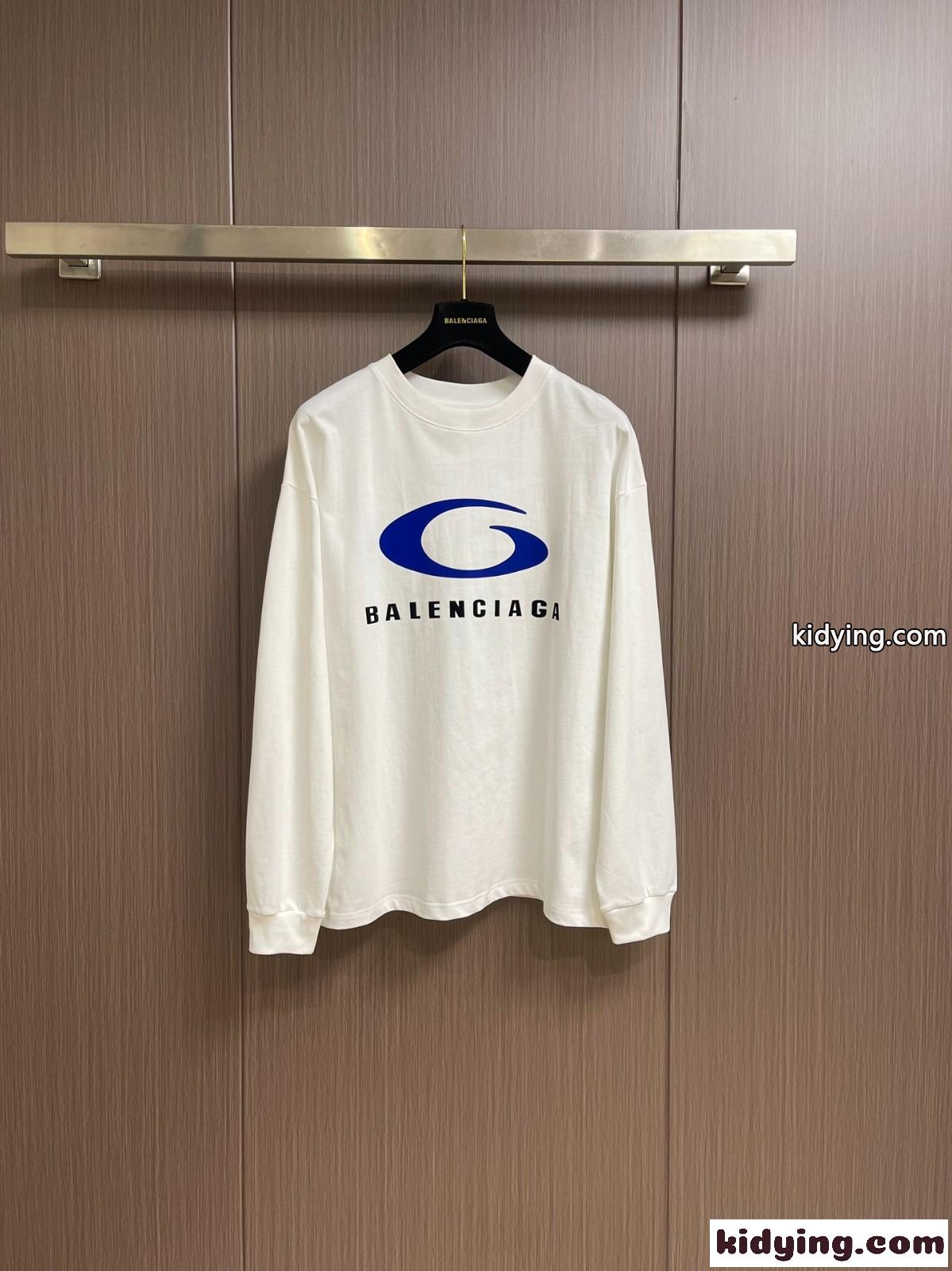 人気 バレンシアガ Tシャツ コピー カジュアル ロゴプリント 長袖Tシャツ-1