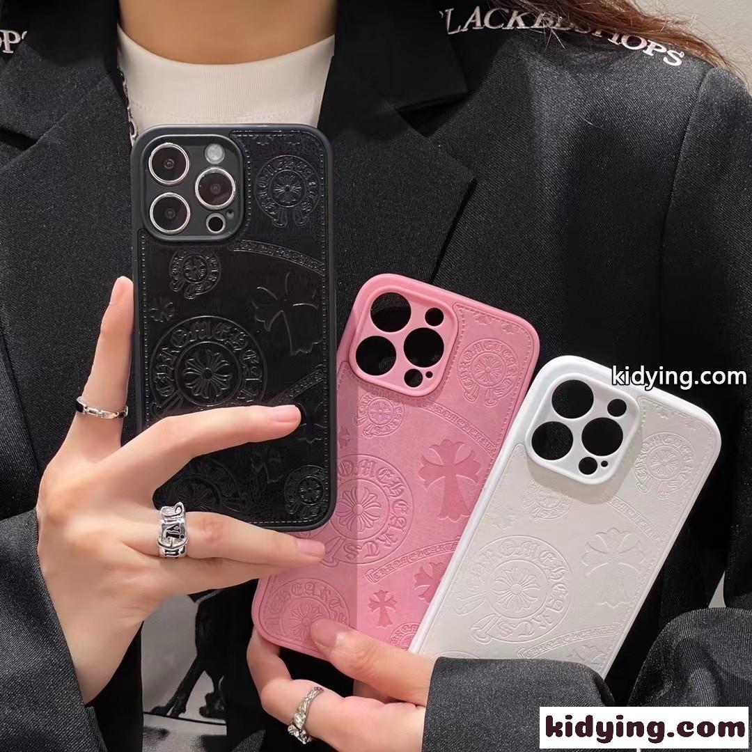 クロムハーツ風レザー貼りスマホケース iPhone全シリーズ対応-2