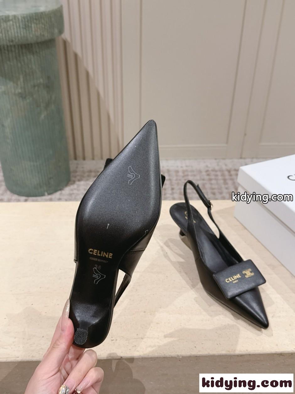 シグネチャー スリングバック セリーヌ パンプス コピー ブラック-4