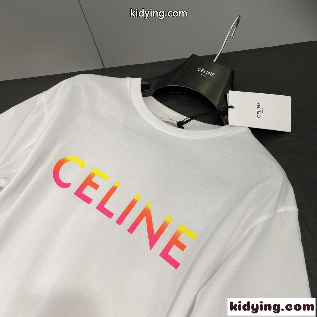 ベーシック 3色あり ロゴプリント クルーネック セリーヌ tシャツ コピー 定番 半袖 トップス-2