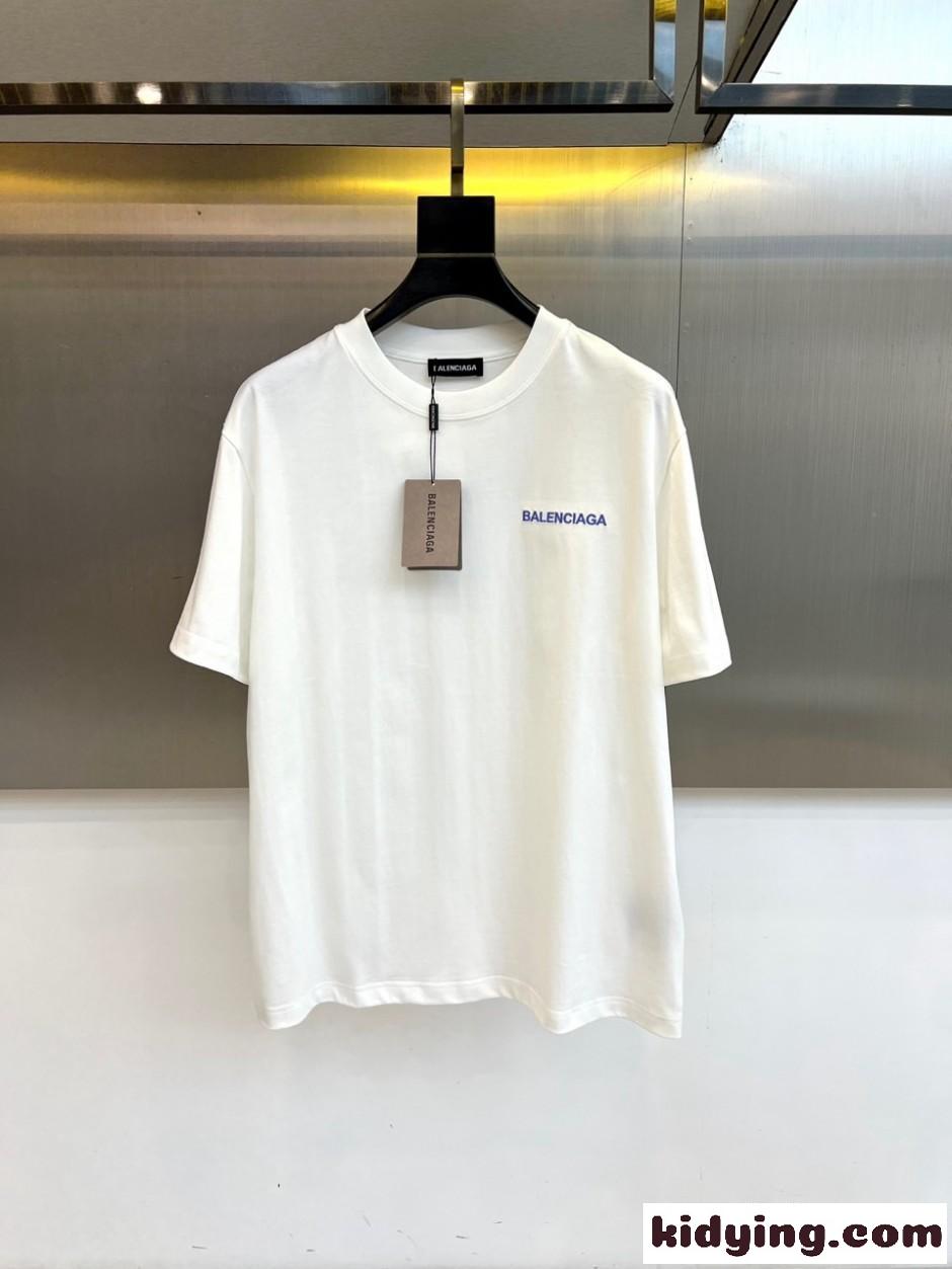 シンプル ロゴ コットン 半袖Tシャツ バレンシアガ Tシャツ 偽物 ホワイト-0