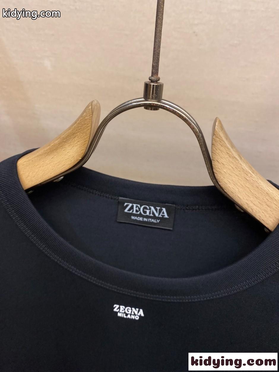シンプル 合わせやすい コットン 長袖Tシャツ エルメネジルド・ゼニア Tシャツ 偽物 ブラック-0