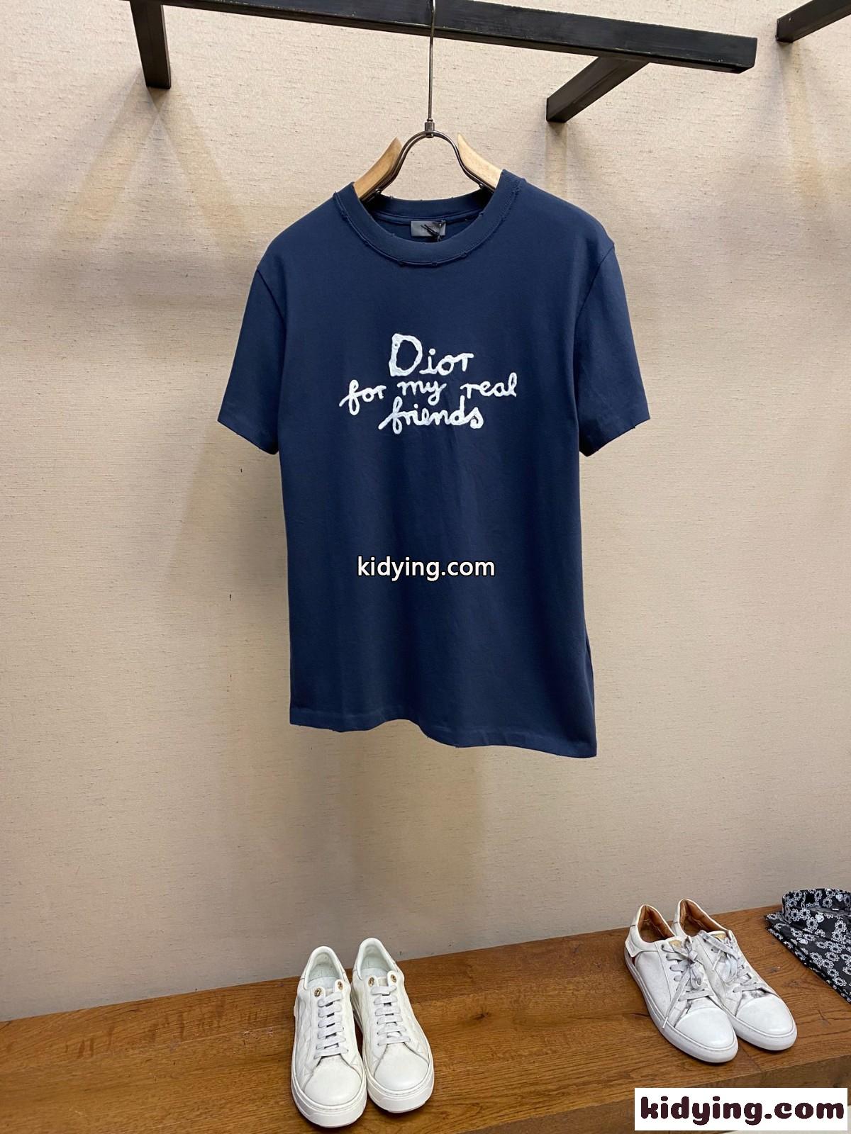 クリスチャン・ディオール Tシャツ コピー DIOR AND HYLTON NEL Tシャツ ネイビーブルー-1