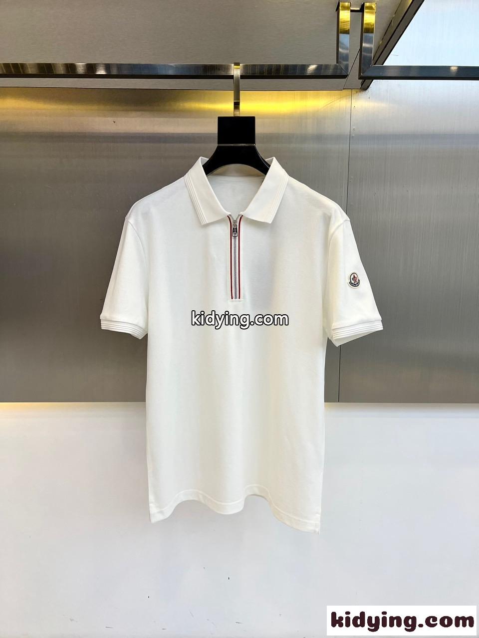 スタイリッシュ ハーフジップ ポロシャツ モンクレール Tシャツ コピー ホワイト-0