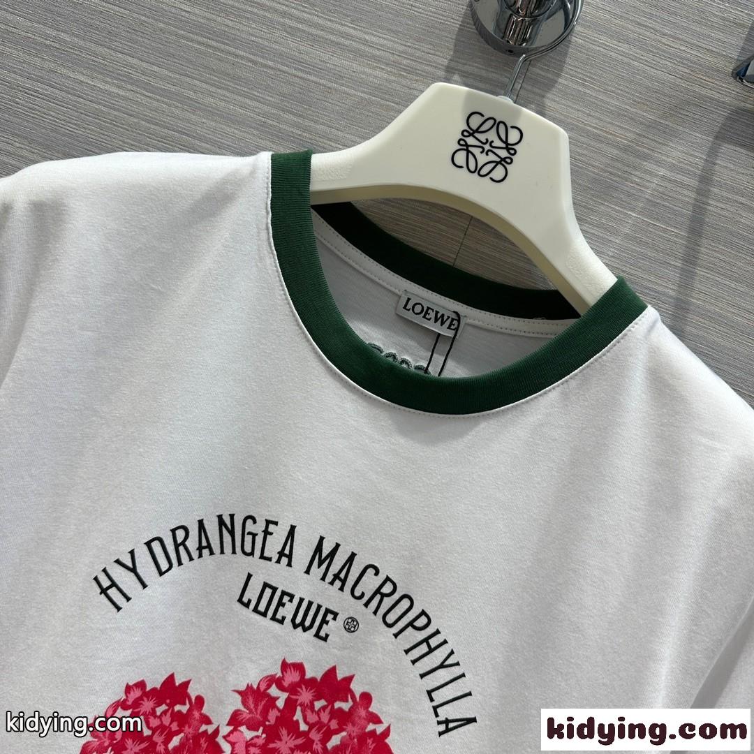 春夏 定番 クルーネック フラワープリント 半袖Tシャツ ロエベ Tシャツ コピー レディース-1