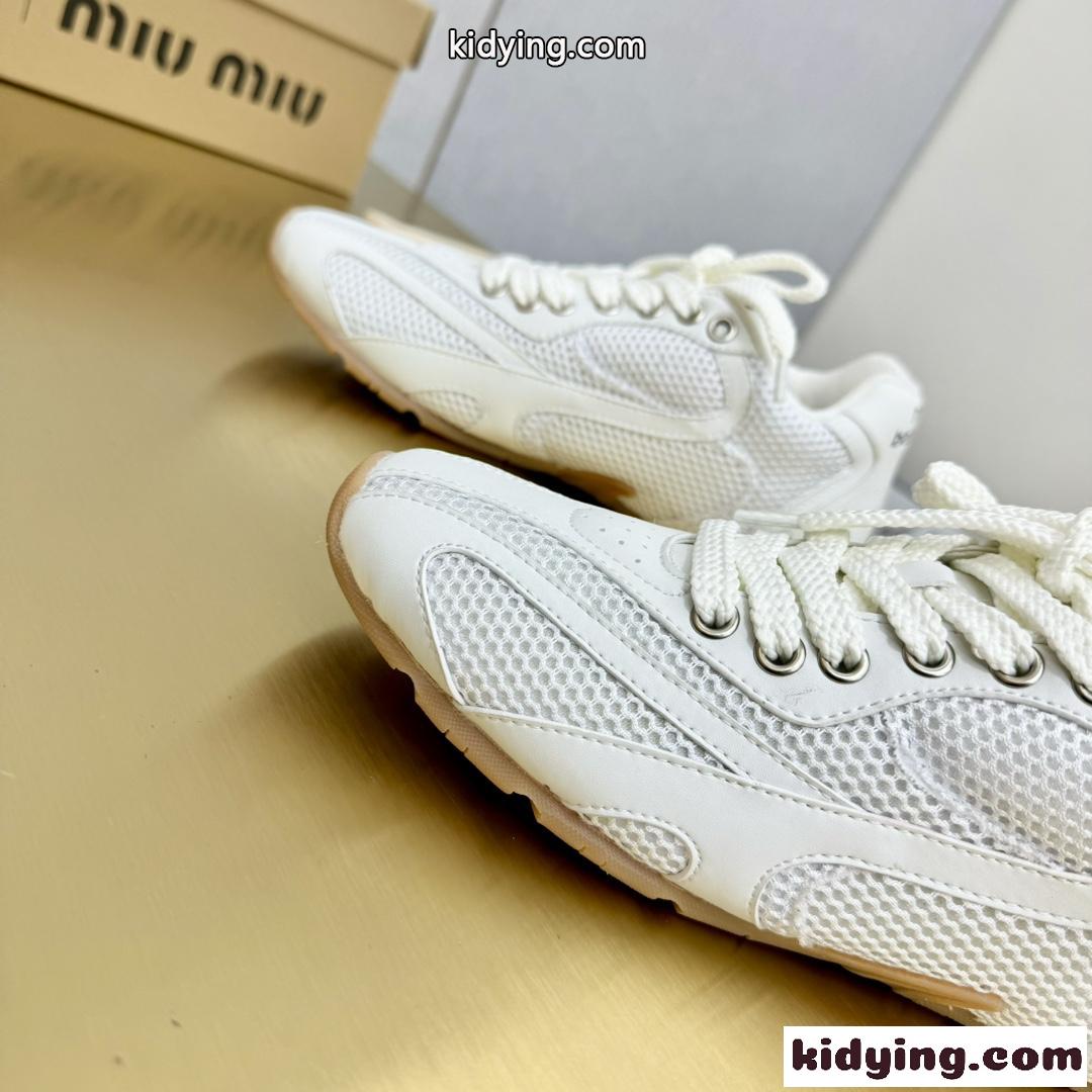 大人気 Miu Miu x New Balance メッシュ&レザー ローカットスニーカー スーパーコピー ホワイト-1