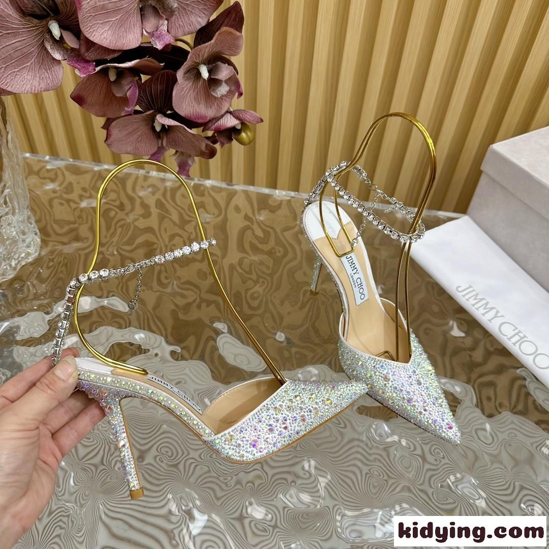 サイーダ 100 ジミーチュウ パンプス スーパーコピー クリスタル付き ドレスシューズ-4