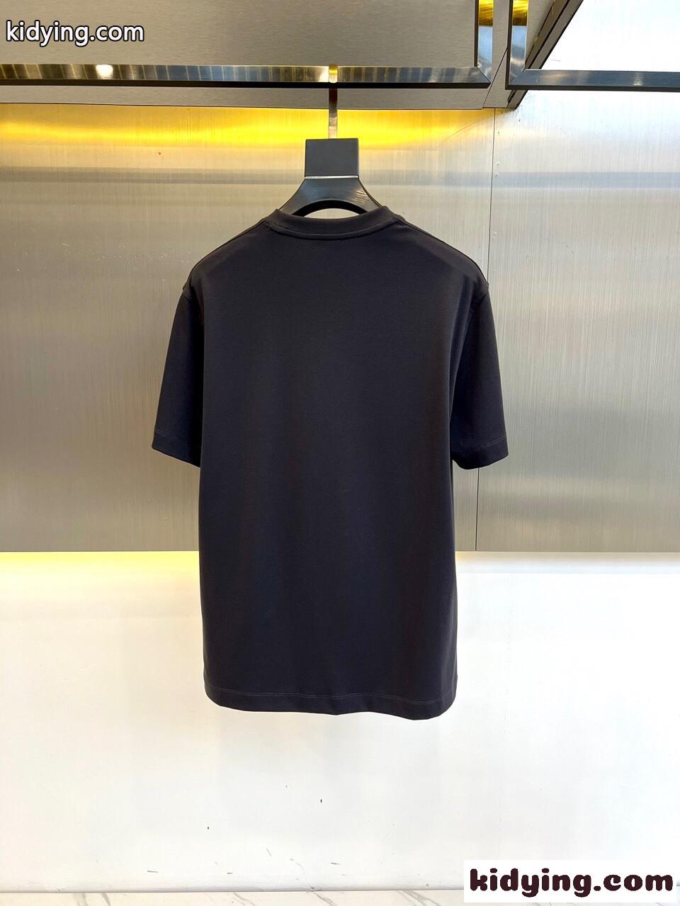 快適 冷感 クルーネック 半袖Tシャツ エルメネジルド・ゼニア Tシャツ コピー ブラック-4