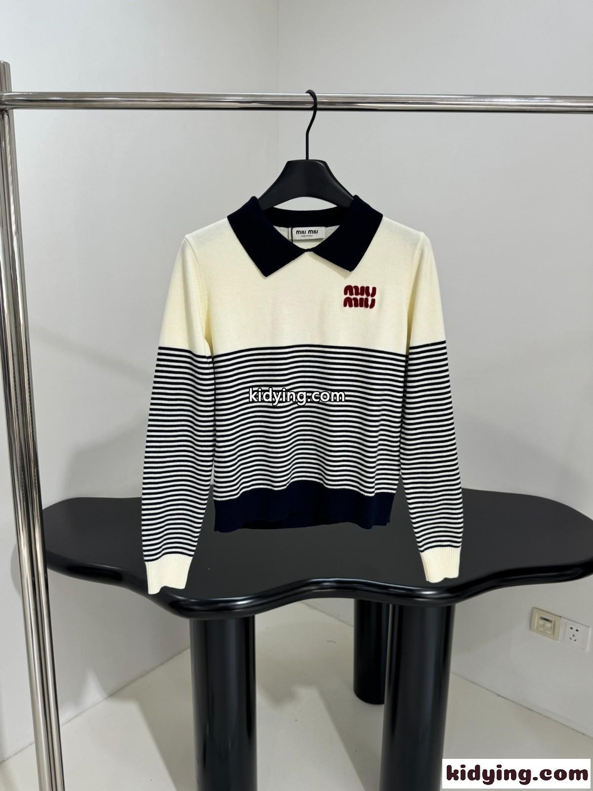 カジュアル 上品 ニットポロ ミュウミュウ ニット コピー レディース-0