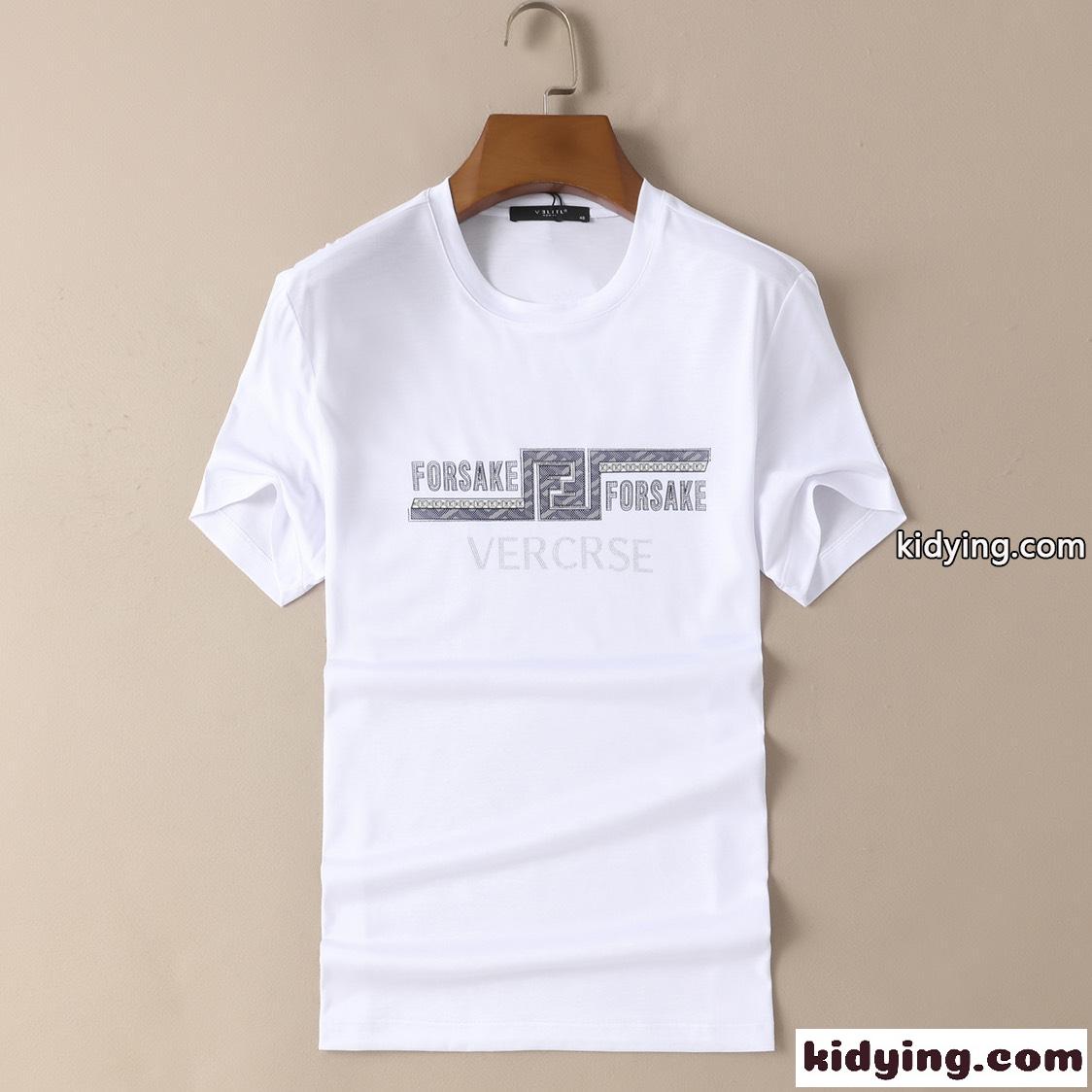 柔らかい 快適 トップス シンプル 高級感 ヴェルサーチェ 半袖Tシャツ コピー ロゴ クルーネック 定番-1