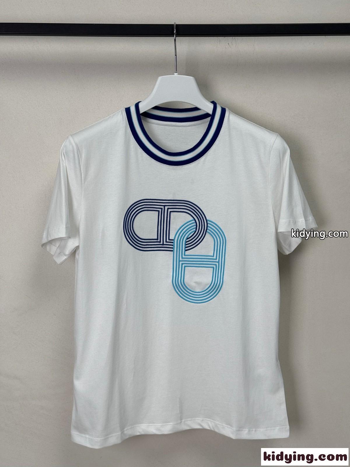 お洒落 クルーネック 合わせやすい エルメス Tシャツ コピー コットン ホワイト-1