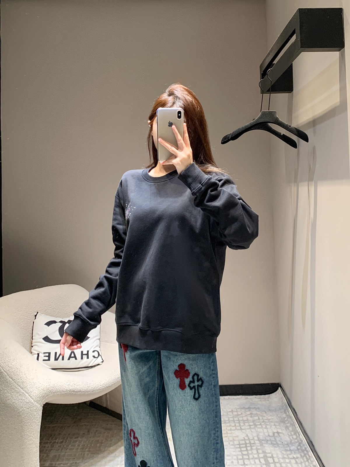 カジュアル プリント コットン スウェットシャツ シャネル Tシャツ コピー ブラック-0
