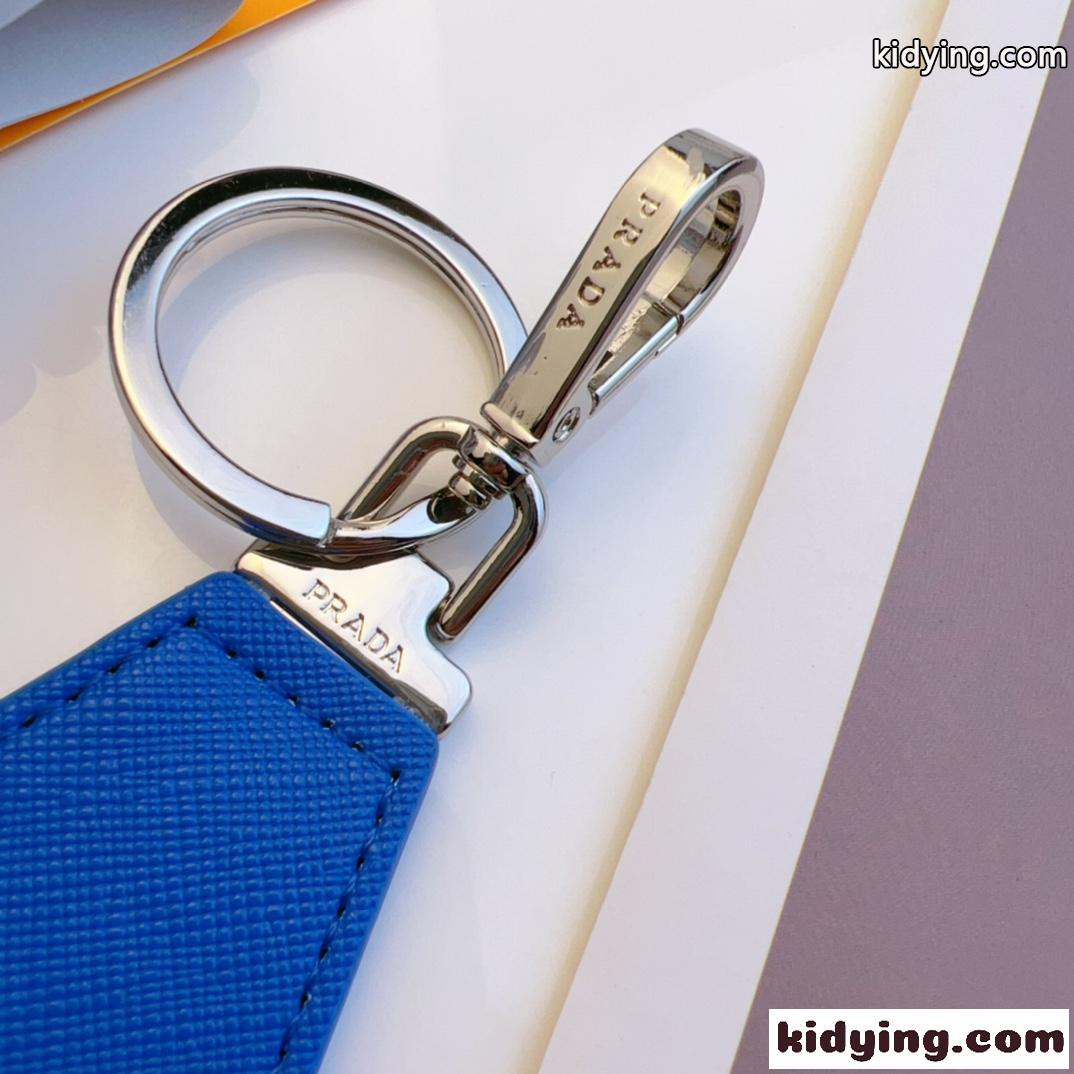 定番 人気 サフィアーノレザー キーリング プラダ キーホルダー コピー ブルー-0