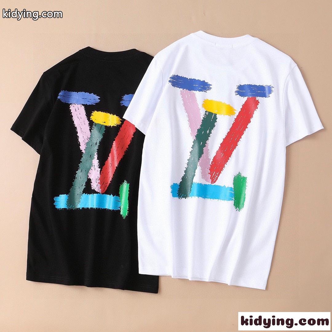スタイリッシュ 目を引く ロゴ プリント ルイ・ヴィトン tシャツ コピー コットン 快適 トップス-0