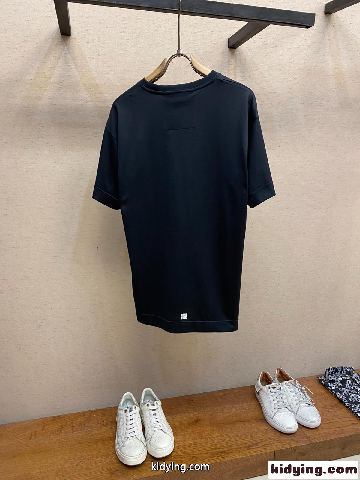 ブランドロゴ コットンフラワー 半袖Tシャツ ジバンシィ Tシャツ コピー ブラック-2