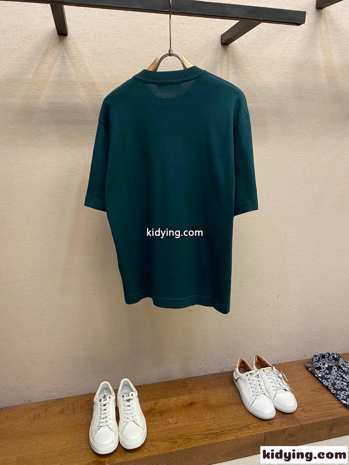 シグネチャーショートスリーブコットンクルーネック ルイ・ヴィトン Tシャツ 偽物 グリーン-0