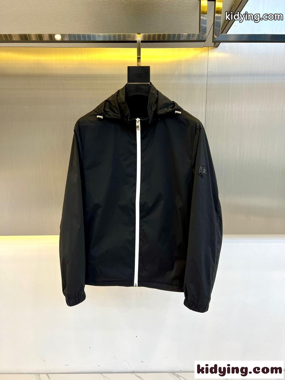 シンプル エルメネジルド・ゼニア ジャケット コピー カジュアル 上品 ブルゾン ブラック-1