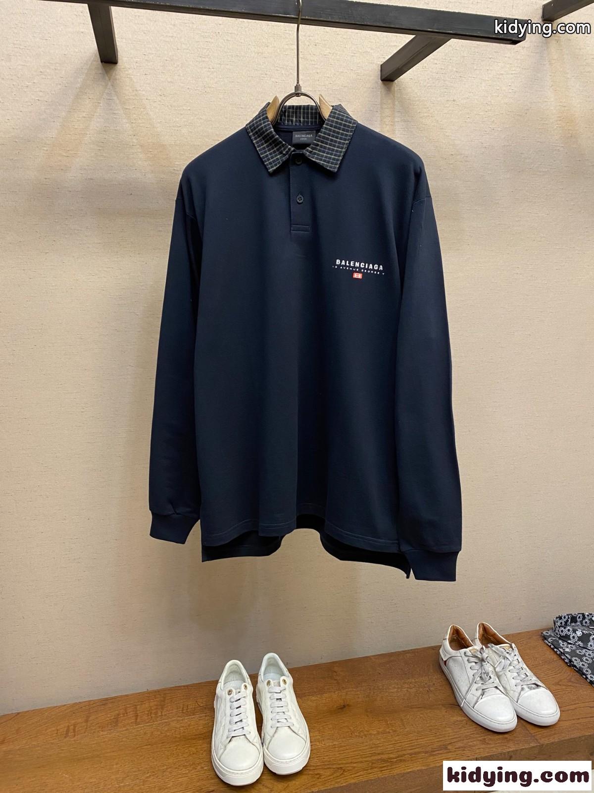 バレンシアガ UNITY SPORT シャツカラーポロシャツ コピー ロングスリーブ 刺繍入り-0