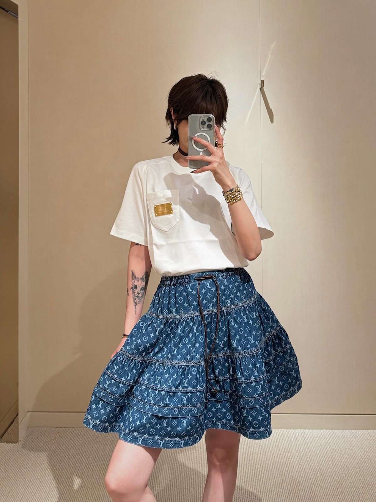 シグネチャー ポケット クロップトップ ルイ・ヴィトン Tシャツ スーパーコピー-4