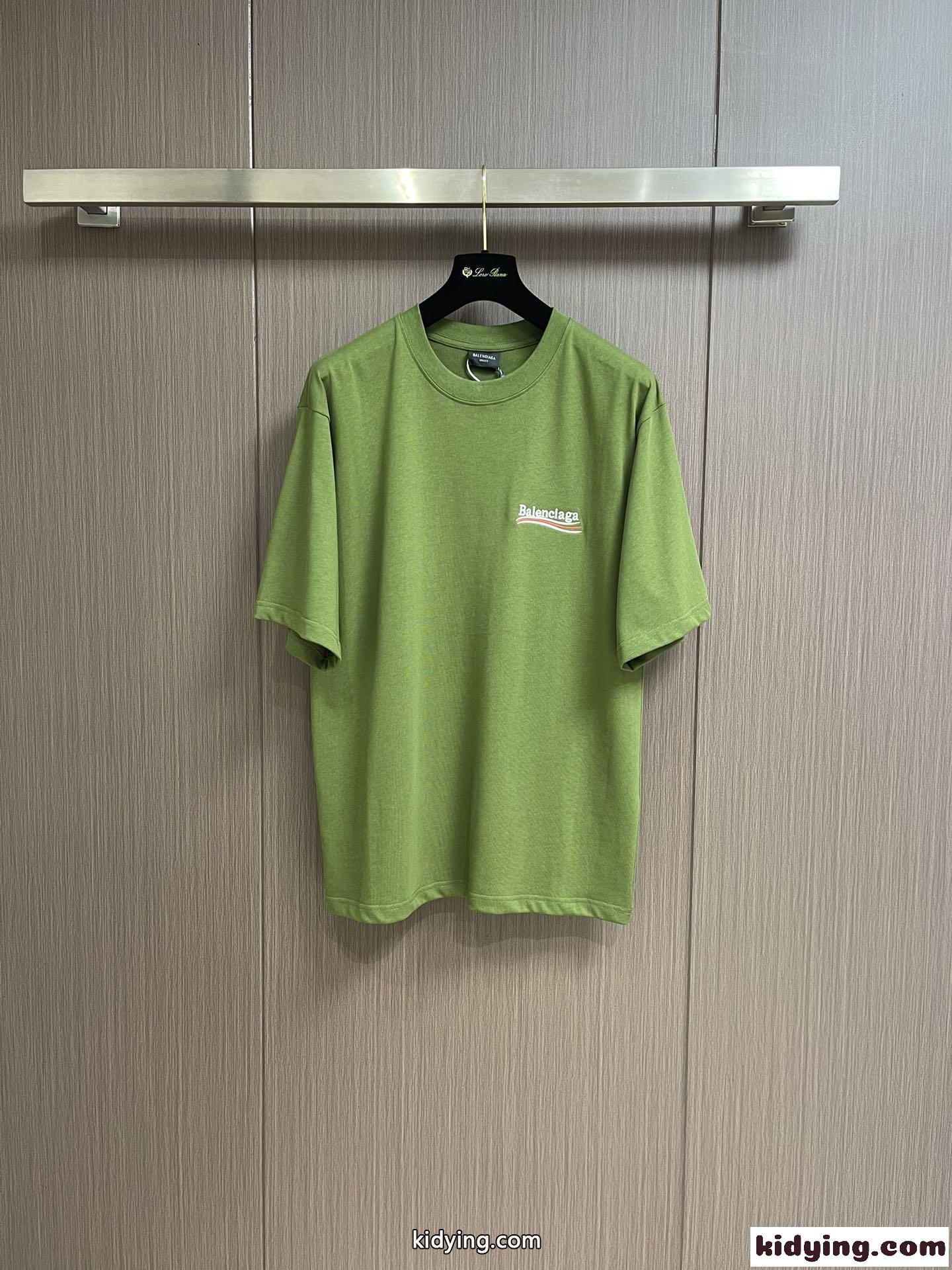 人気 POLITICAL CAMPAIGN 半袖Tシャツ バレンシアガ Tシャツ コピー グリーン-0