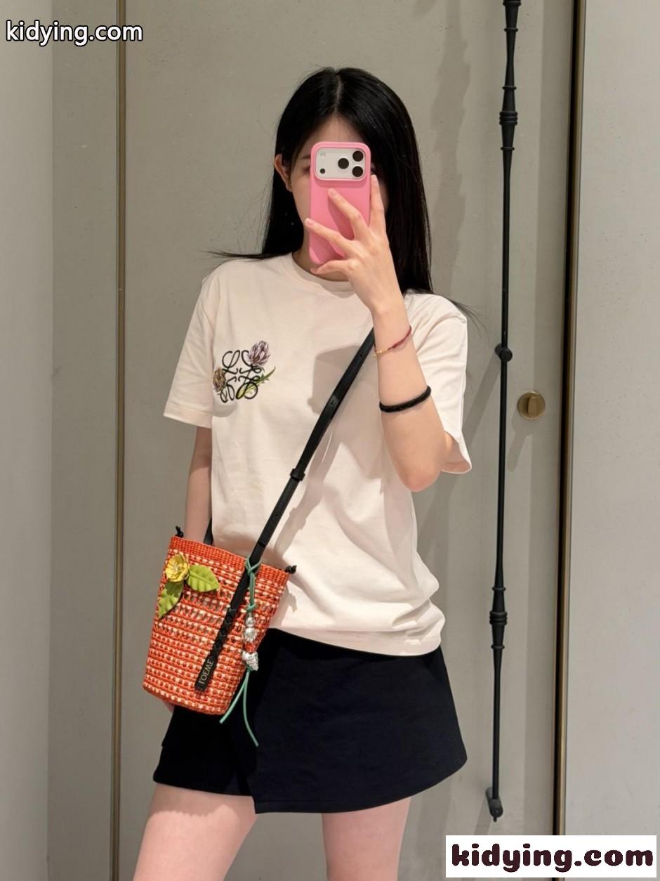 コットン クルーネック 半袖Tシャツ ロエベ Tシャツ コピー 合わせやすい-3