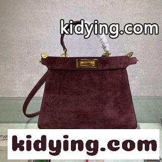 ​Iconic Peekaboo ISeeU中号手袋 コウジ革の材質 フェンディ バッグ 流行り コピー 両側に古典的なツイストロックが飾られている-0