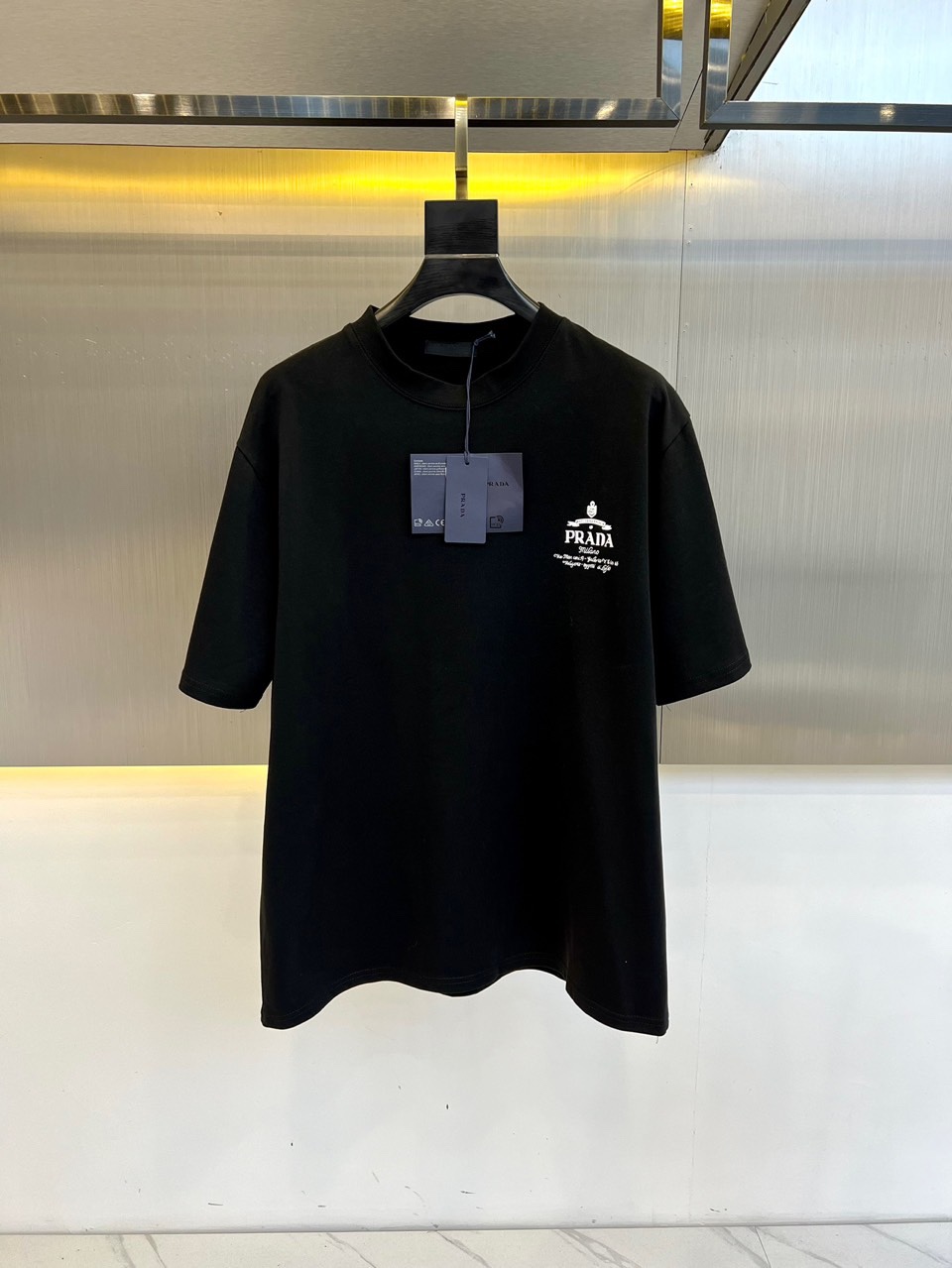 カジュアル リラックス プラダ Tシャツ コピー コットンジャージー 半袖Tシャツ ブラック-0