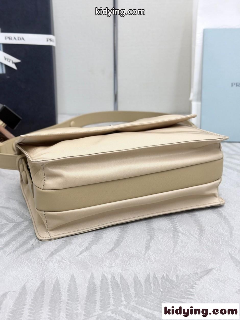 プラダ スモール パデッド Re-Nylon ショルダーバッグ コピー 1BD313 ベージュ-3