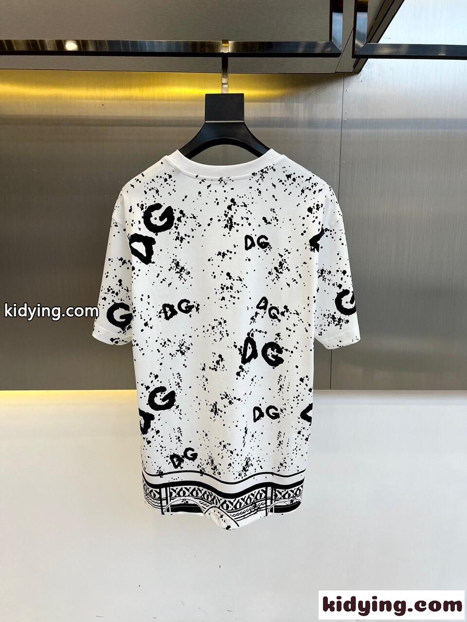 ロゴプリント コットンTシャツ クルーネックドルチェ&ガッバーナ 半袖Tシャツ コピー ホワイト-4