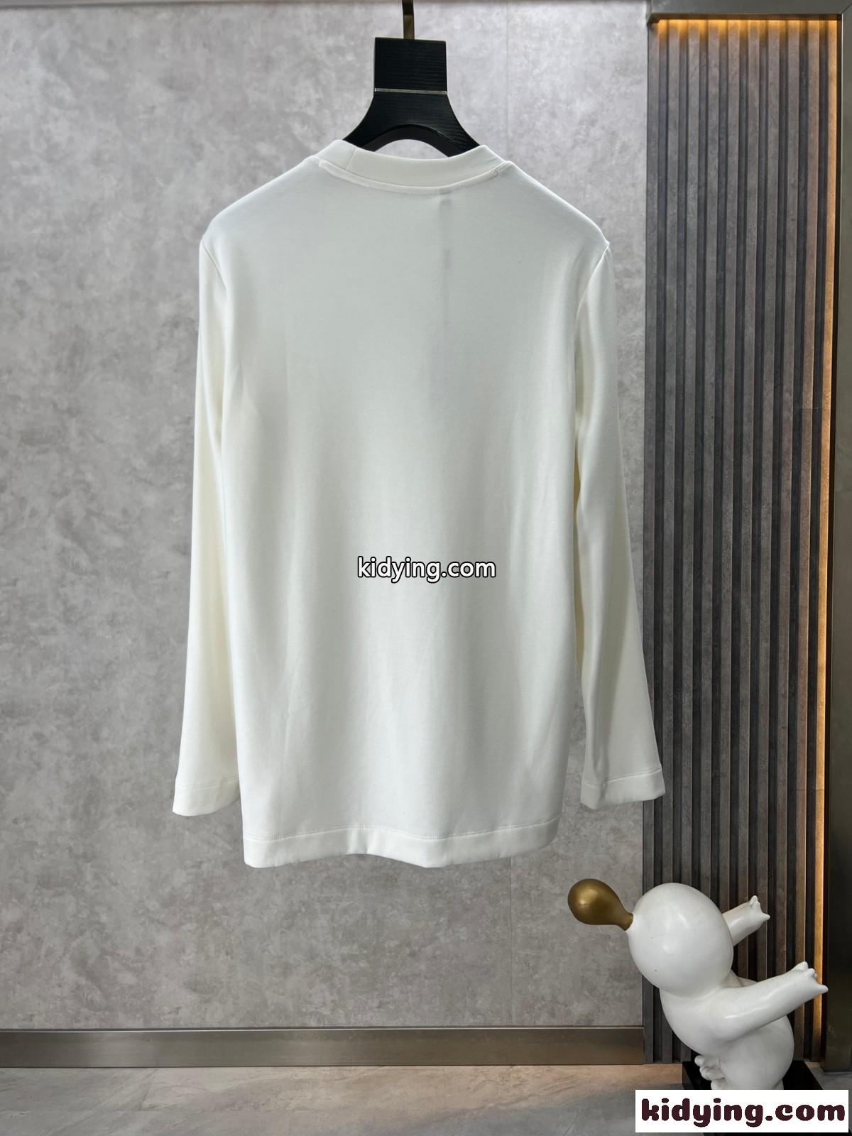 シンプル 合わせやすい クルーネック 長袖Tシャツ アルマーニ Tシャツ コピー ホワイト-1