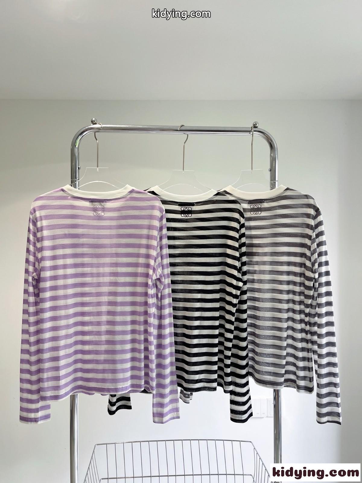 流行に左右されない ボーダー柄 薄手 日焼け止め ロエベ tシャツ コピー 長袖 春夏 人気-3
