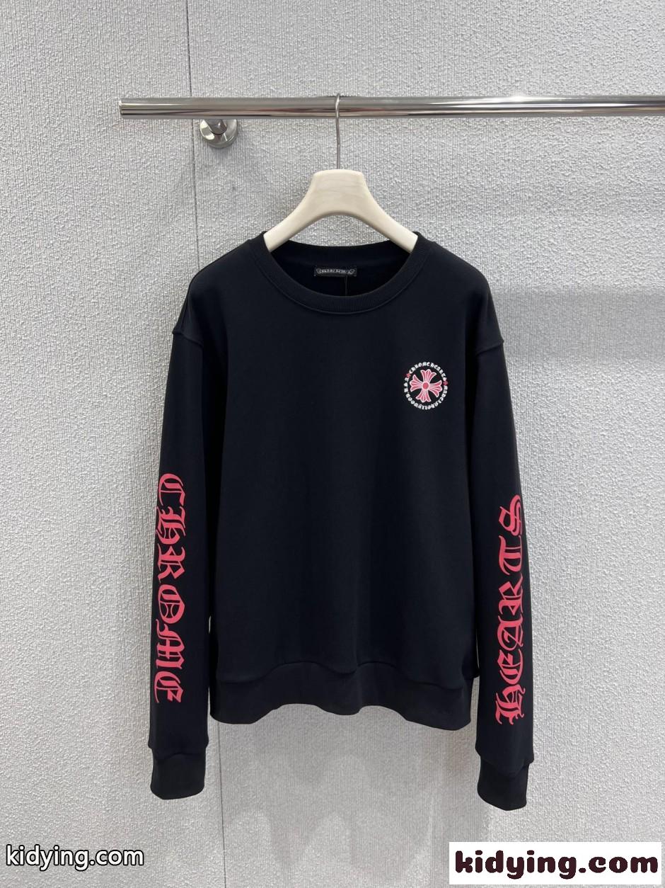クロムハーツ Tシャツ 偽物 スタイリッシュ プリント コットン スウェットシャツ ブラック-0