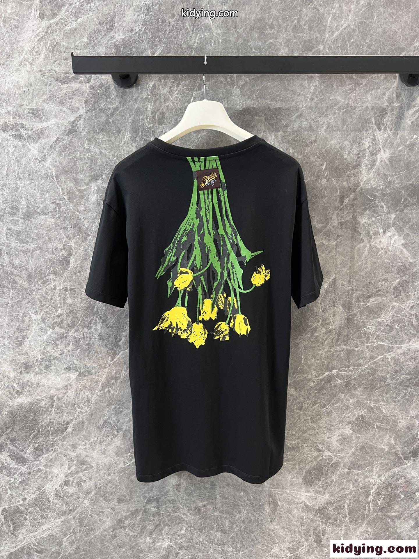 ユニセックス ゆったり 半袖Tシャツ ロエベ Tシャツ コピー コットン ブラック-2