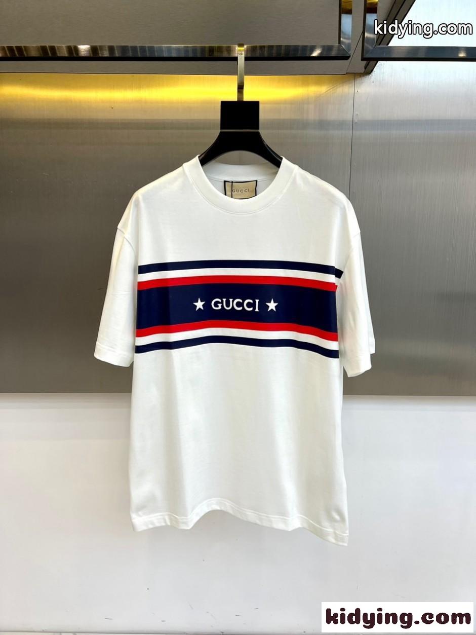 シンプル ロゴ クルーネック 半袖Tシャツ グッチ Tシャツ 偽物 ホワイト-1